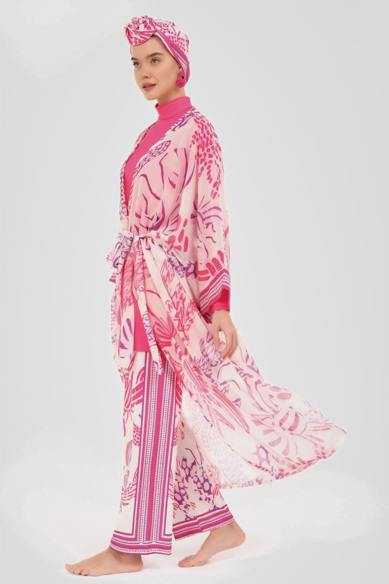 Alfasa Yakamoz Patterned Chiffon Pareo 7052 - 26 Fuchsia - ihvan