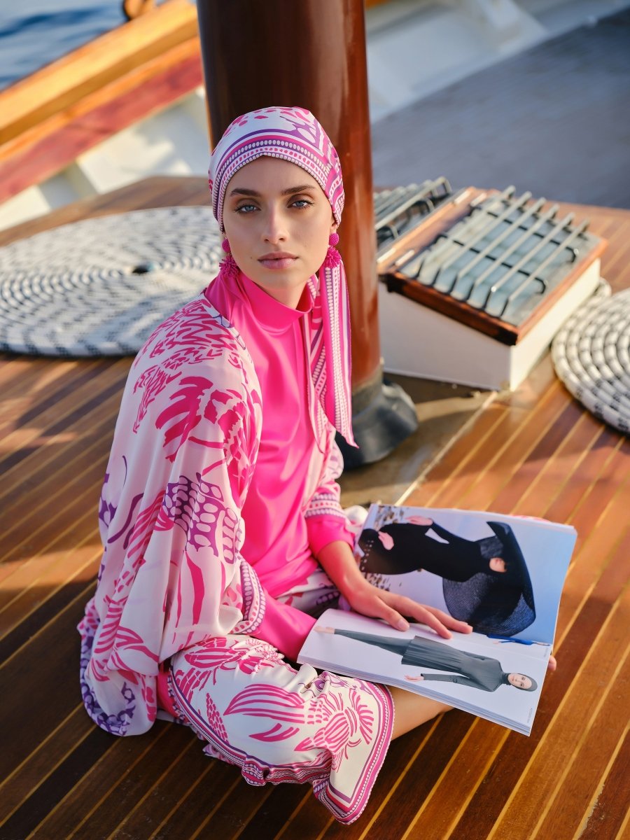 Alfasa Yakamoz Patterned Chiffon Pareo 7052 - 26 Fuchsia - ihvan