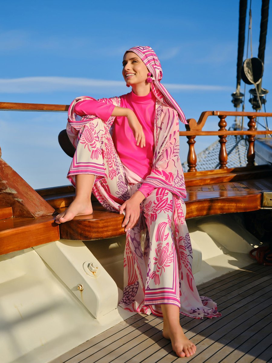 Alfasa Yakamoz Patterned Chiffon Pareo 7052 - 26 Fuchsia - ihvan