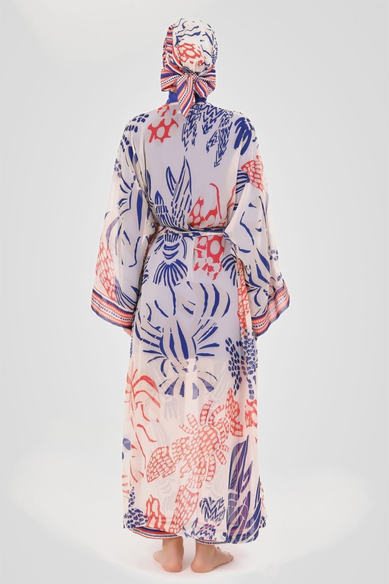 Alfasa Yakamoz Patterned Pareo 7052 Navy Blue - ihvan