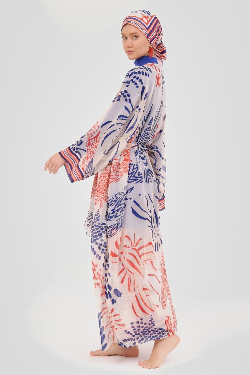 Alfasa Yakamoz Patterned Pareo 7052 Navy Blue - ihvan
