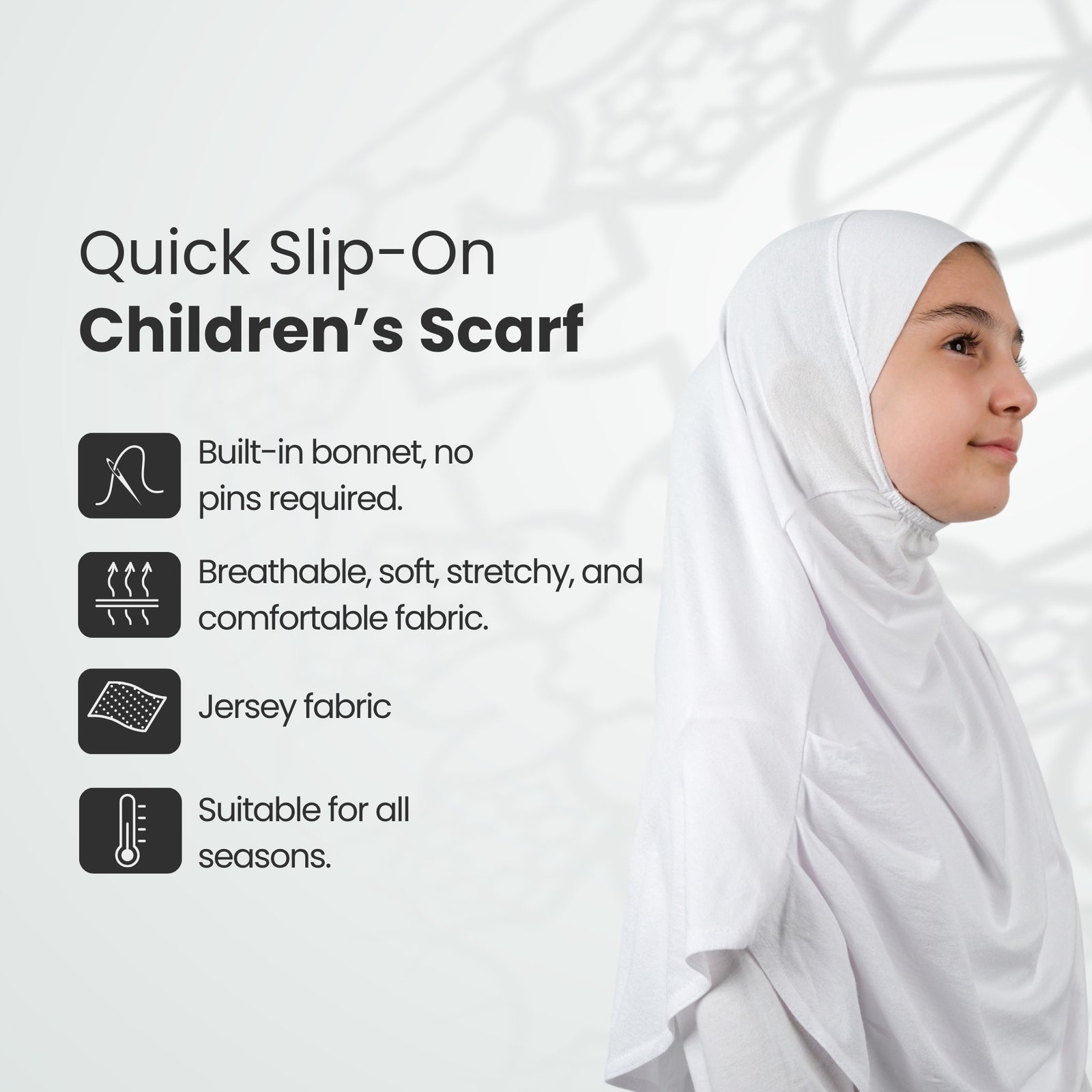 Easy to Wear Instant Hijab for Girls | Soft Viscose One-Piece Kids Headscarf for School, Prayer