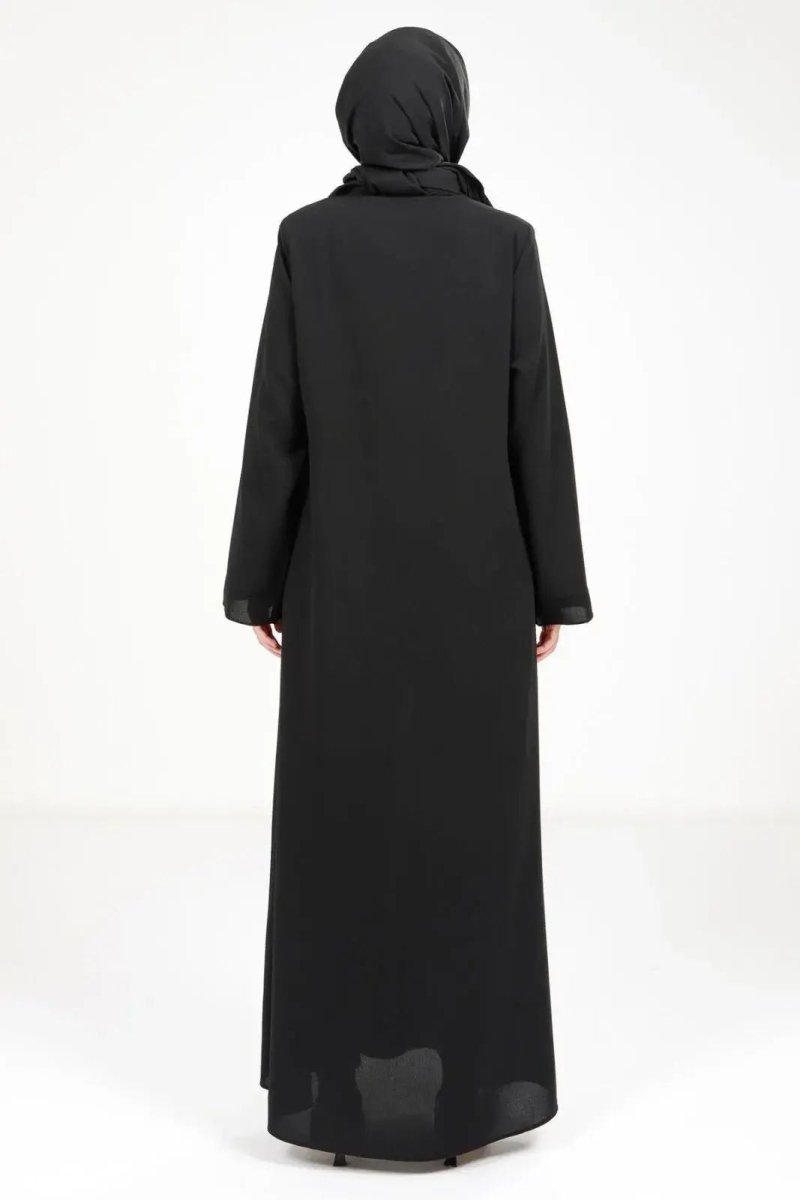 BEYZA 3487 - 25 BLACK LEAF DETAILED ABAYA - ihvan