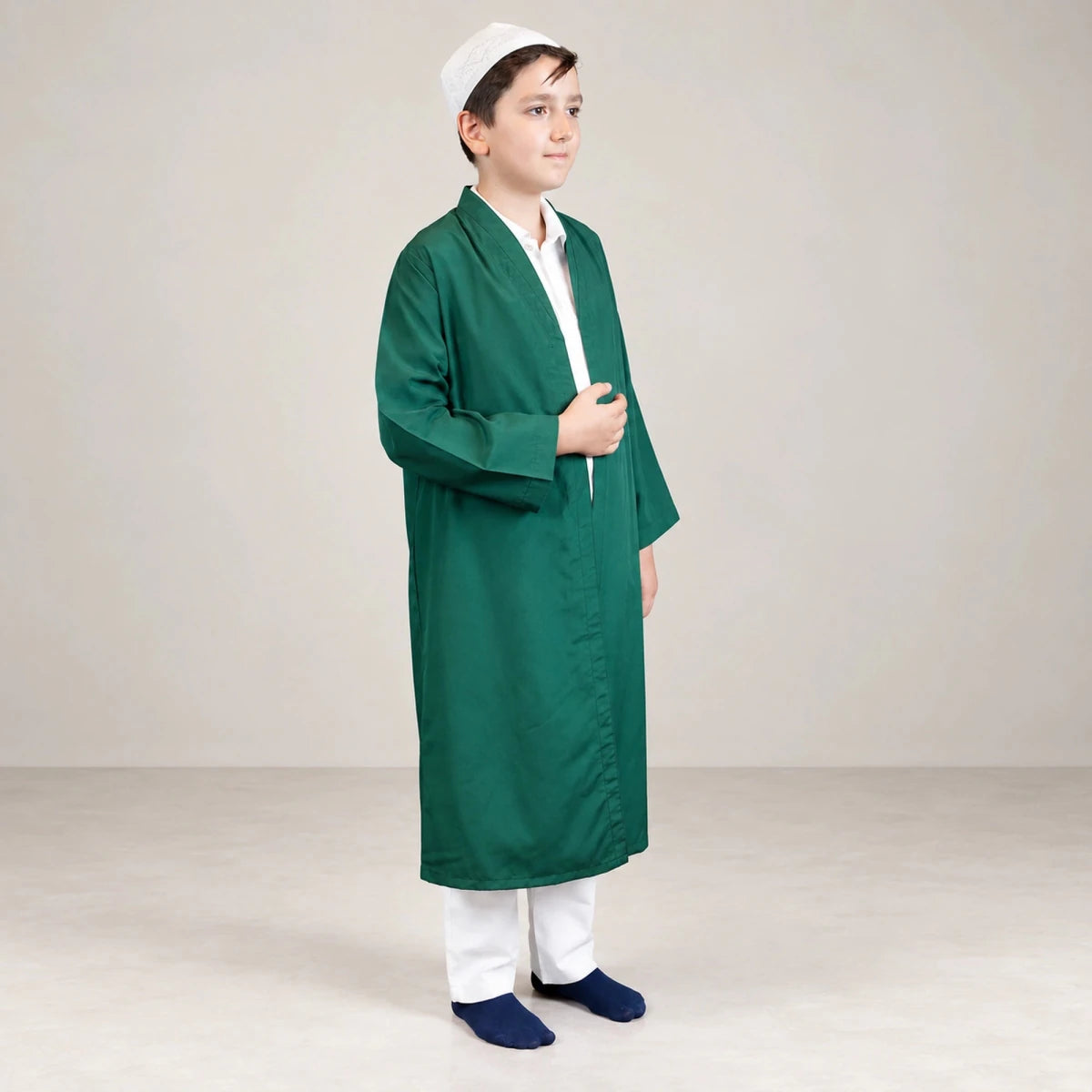 Boys’ Prayer Thobe with Bukhara Collar – Loose-Fit Poplin Jubbah - ihvan