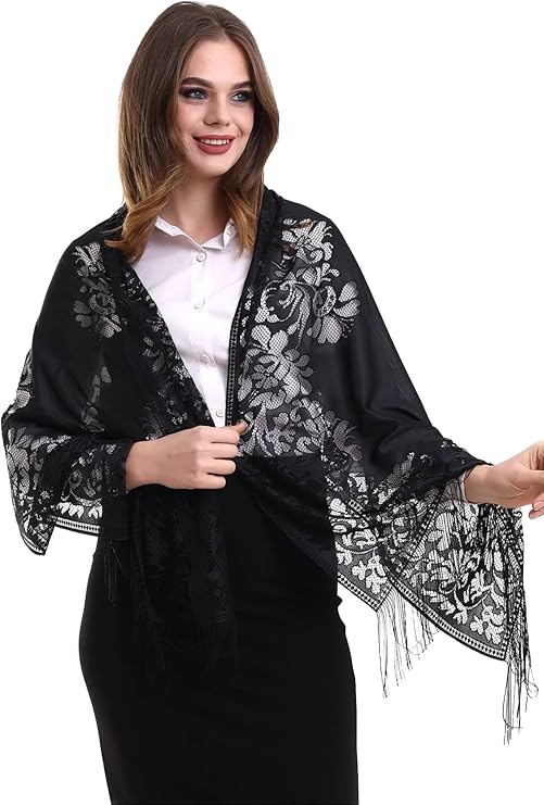 Elegant Cotton Tulle Islamic Shawl | Lightweight Lace Hijab | Muslim Head Scarf - ihvan
