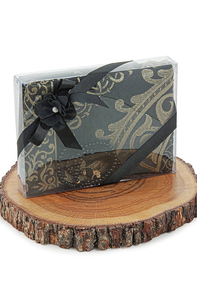 Elegant Dowry Prayer Set with Pearl Tasbeeh – Tafta Prayer Rug for Wedding Gifts - ihvan