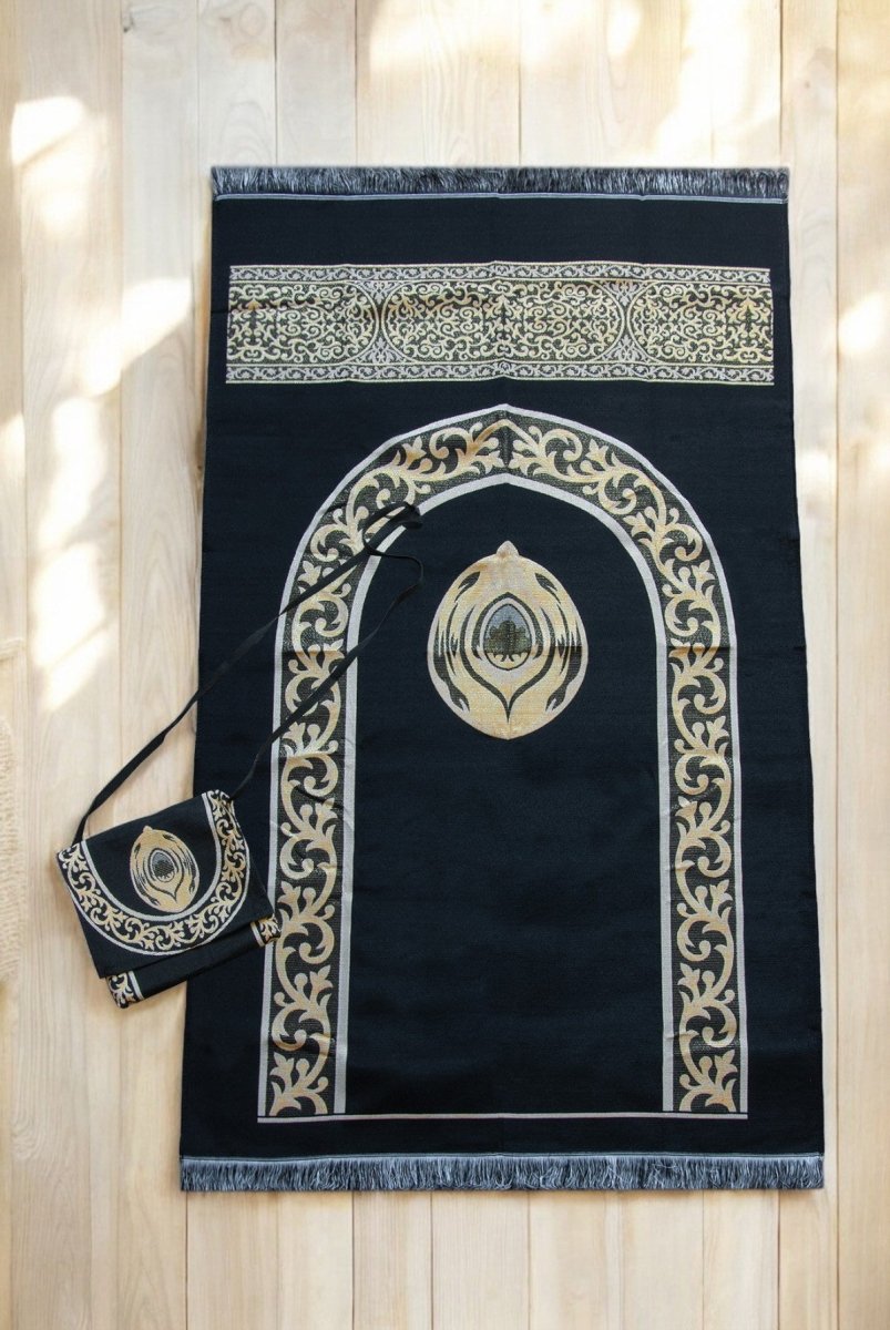 Hajar al - Aswad Pattern Portable Prayer Rug with Shoulder Bag – Gobelin Fabric - ihvan