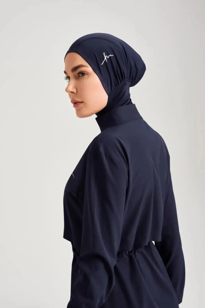 Haşema Esila Sleeveless Overdress 5-Piece Full-Covered Burkini Set Quick-Drying Swimwear HSM-2934-08-08 Navy Blue - ihvan