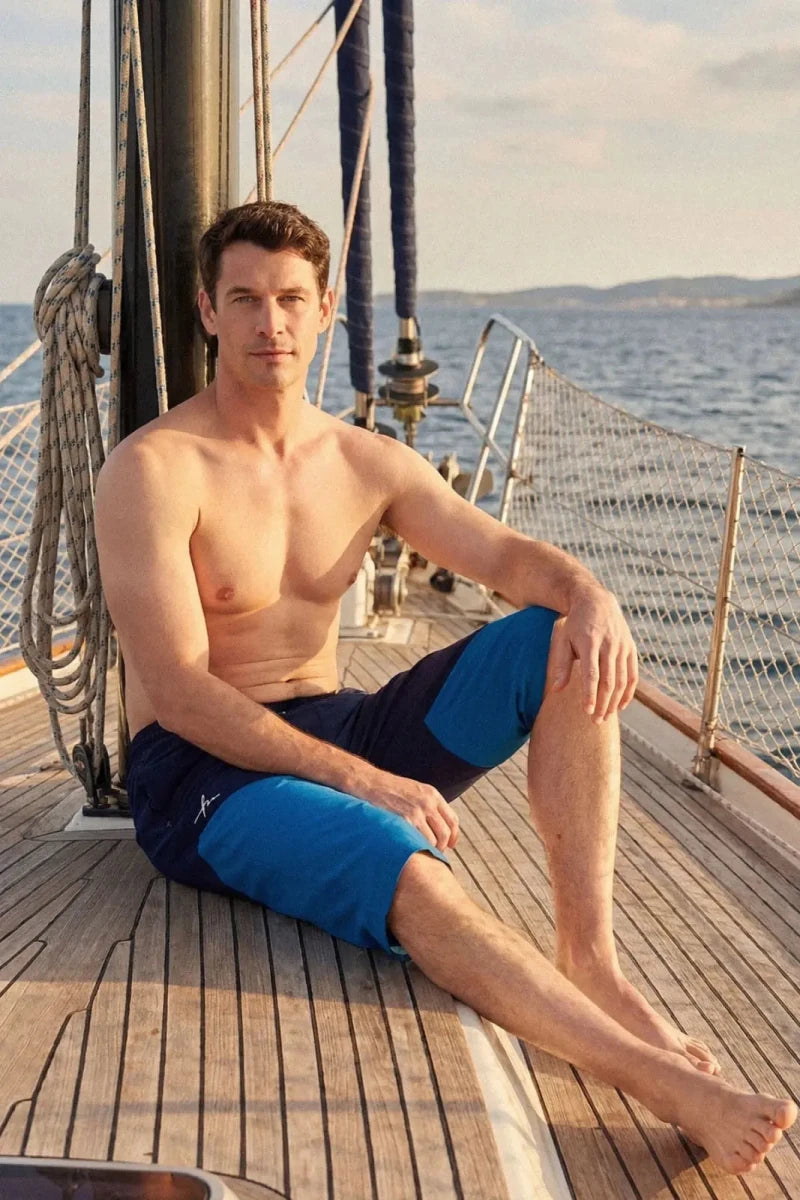 Haşema Long Men's Pool and Beach Shorts 6007 Navy Blue - ihvan