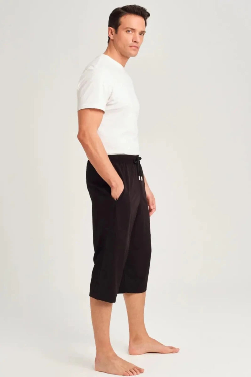 Haşema Wide Fit Plus Size Men's Long Pool and Beach Shorts HSM-3062 Black - ihvan