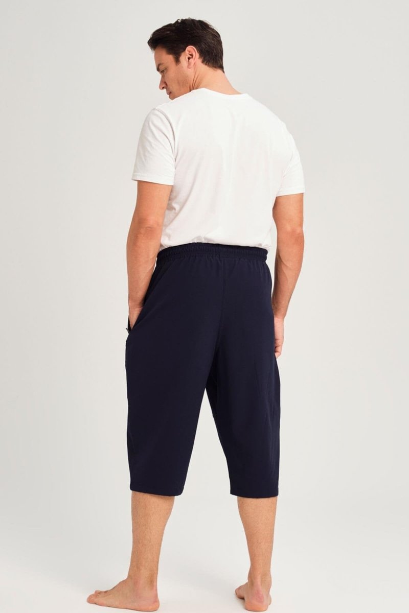Haşema Wide Fit Plus Size Men's Long Pool and Beach Shorts HSM-3062 Navy Blue - ihvan