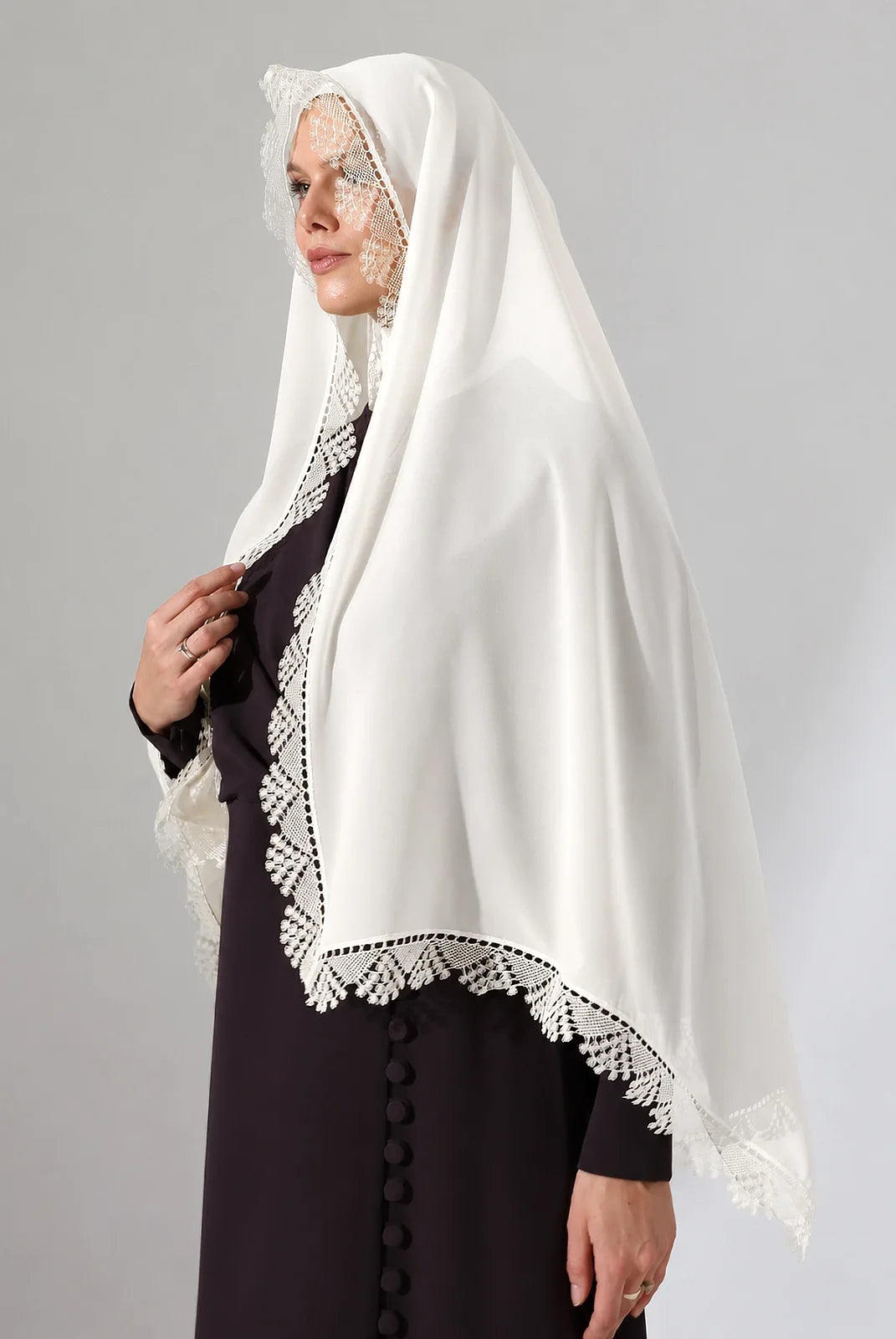 Lace Prayer Scarf with Needlework Embroidery – Demor Fabric