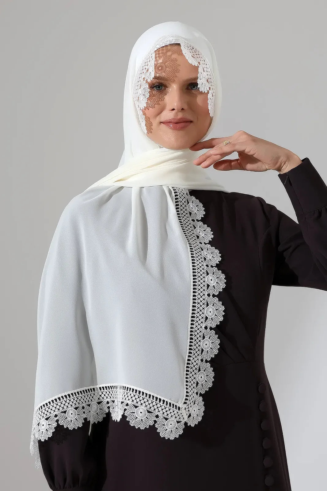 Lace Prayer Scarf with Needlework Embroidery – Demor Fabric