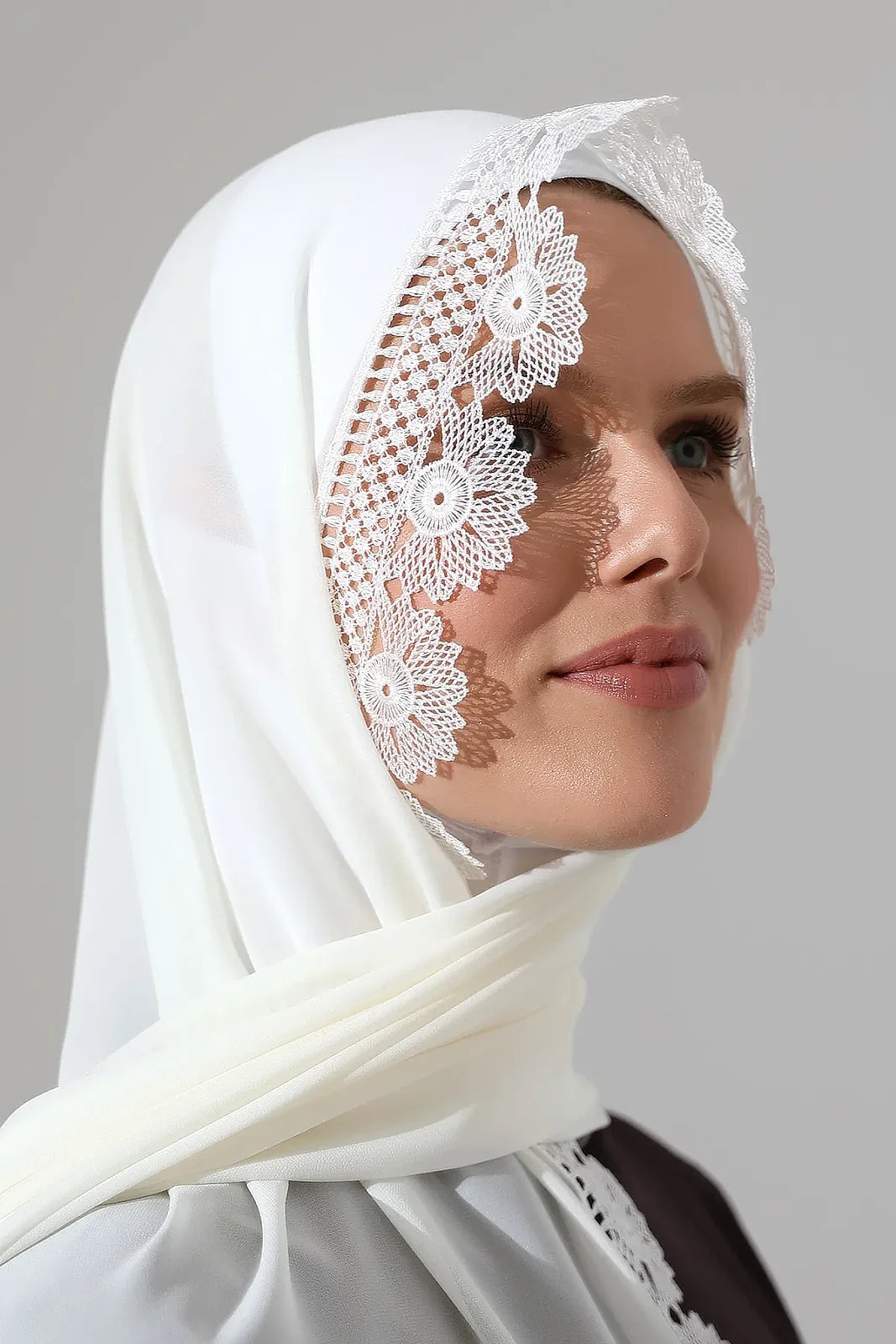 Lace Prayer Scarf with Needlework Embroidery – Demor Fabric