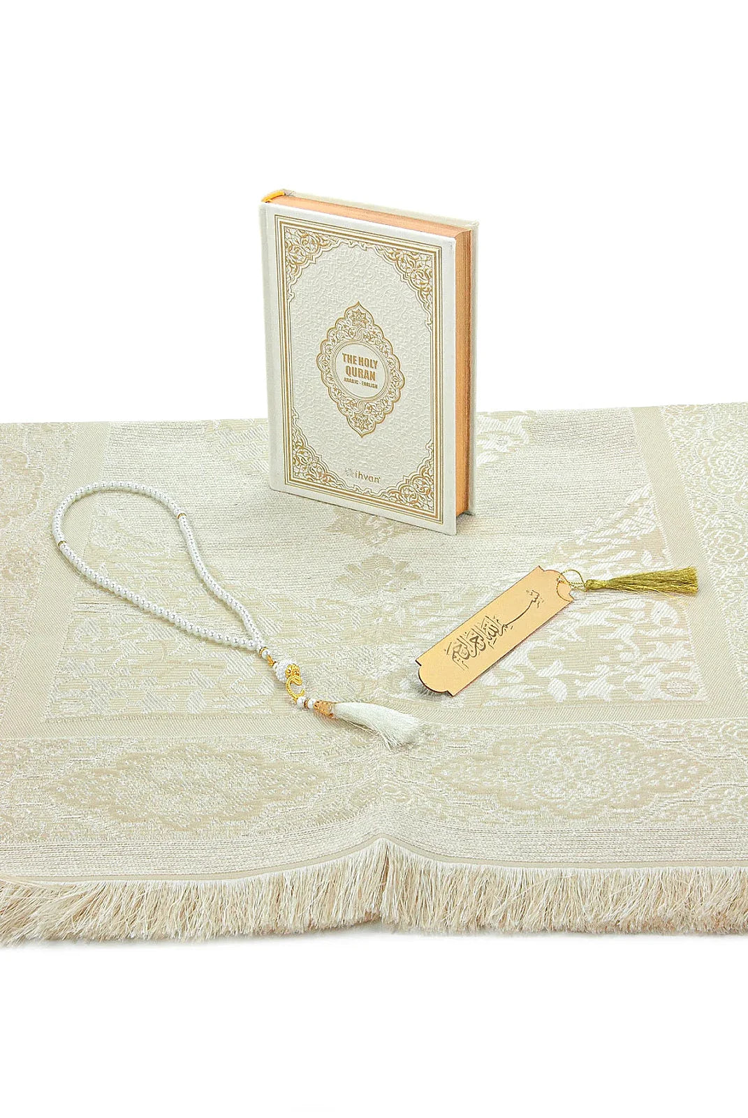 Arabic-English Quran Islamic Gift Box Set with Prayer Mat, Tasbih & Bookmark