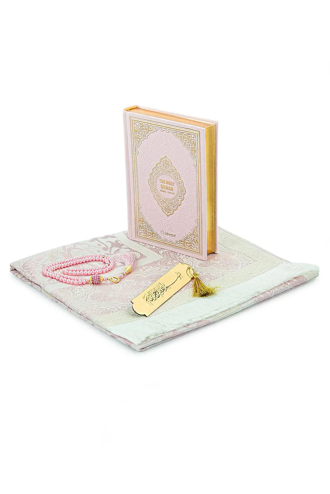 Arabic-English Quran Islamic Gift Box Set with Prayer Mat, Tasbih & Bookmark