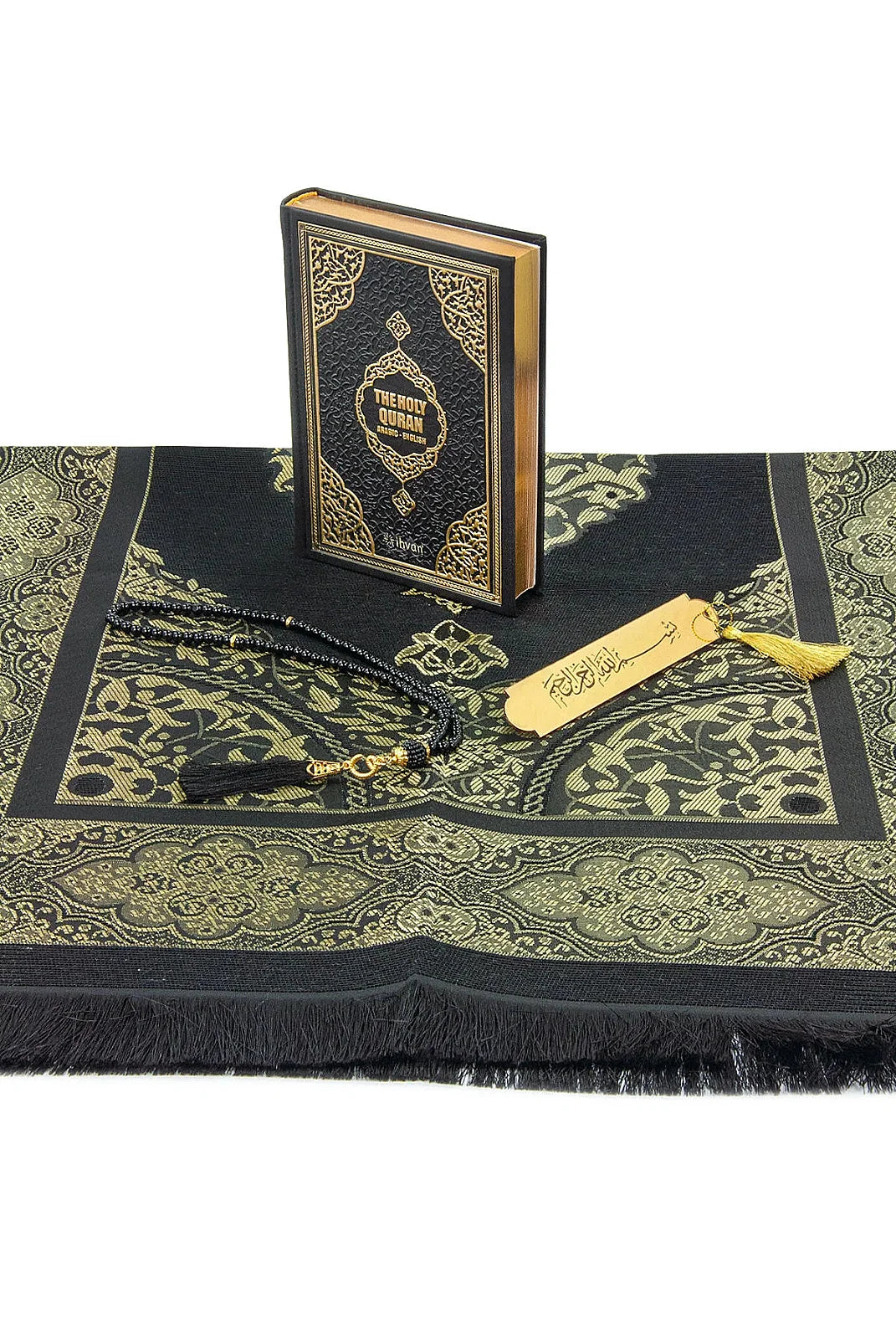 Arabic-English Quran Islamic Gift Box Set with Prayer Mat, Tasbih & Bookmark