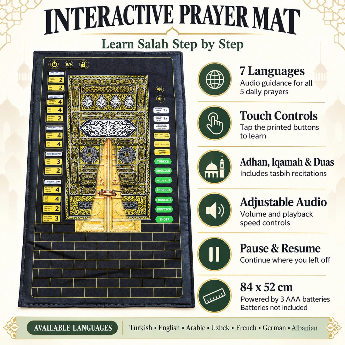 Interactive Talking Prayer Mat for Kids – 7-Language Salah Learning Mat - ihvan