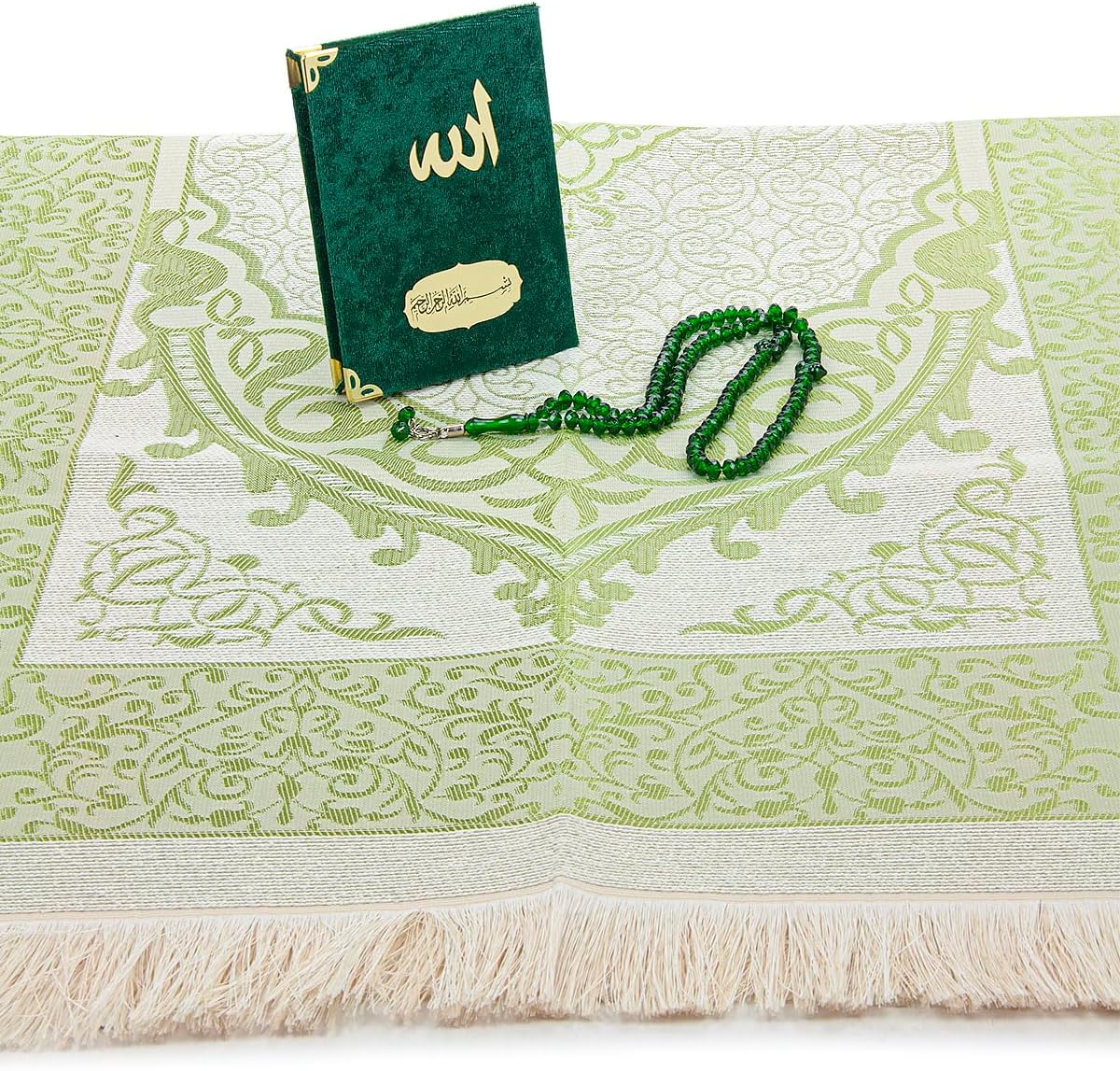 Islamic Gift Set – Taffeta Prayer Rug, Velvet Yaseen Book & Prayer Beads - ihvan
