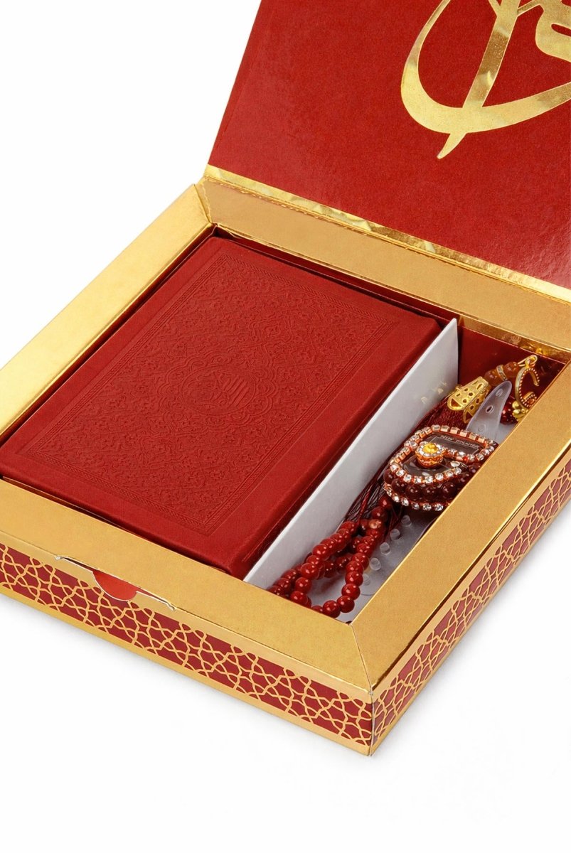 Islamic Gift Set with Pocket Size Arabic Quran, Prayer Beads, Digital Zikirmatik & Elegant Gift Box - Complete Muslim Gift Box for Ramadan, Eid, Mevlid, Hajj & Umrah - ihvan