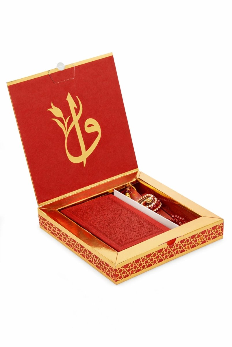 Islamic Gift Set with Pocket Size Arabic Quran, Prayer Beads, Digital Zikirmatik & Elegant Gift Box - Complete Muslim Gift Box for Ramadan, Eid, Mevlid, Hajj & Umrah - ihvan