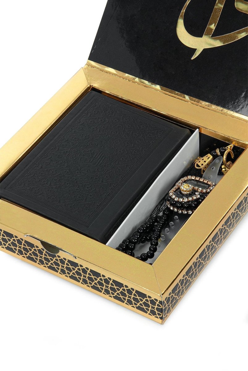 Islamic Gift Set with Pocket Size Arabic Quran, Prayer Beads, Digital Zikirmatik & Elegant Gift Box - Complete Muslim Gift Box for Ramadan, Eid, Mevlid, Hajj & Umrah - ihvan