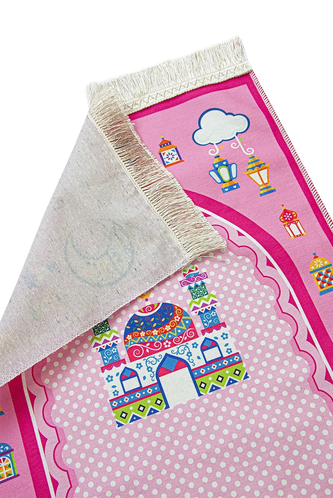 Personalized Ramadan Prayer Rug for Kids with Glitter Tassels