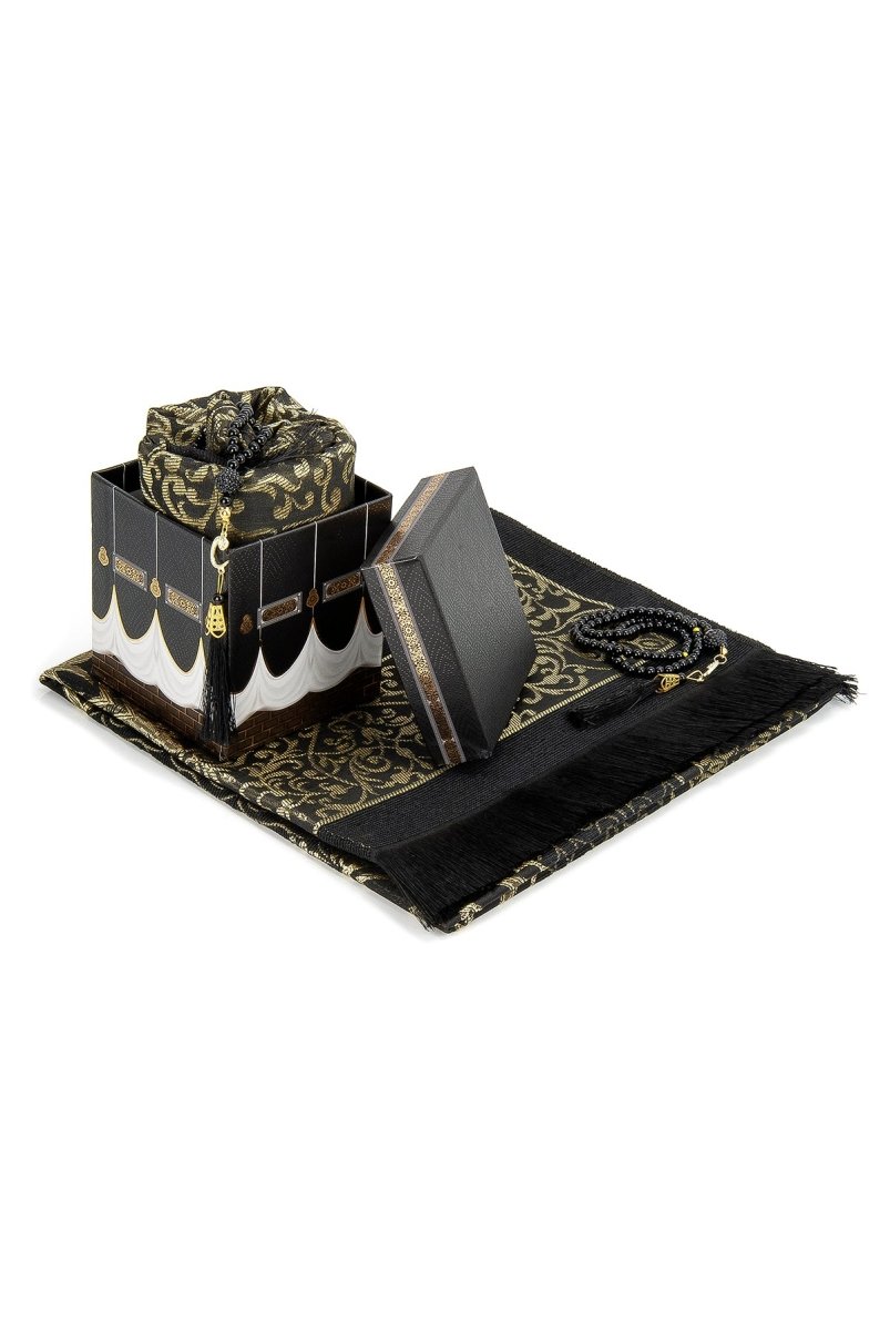 Kaaba Gift Set – Luxury Prayer Rug and Pearl Tasbeeh with Kaaba Model - ihvan