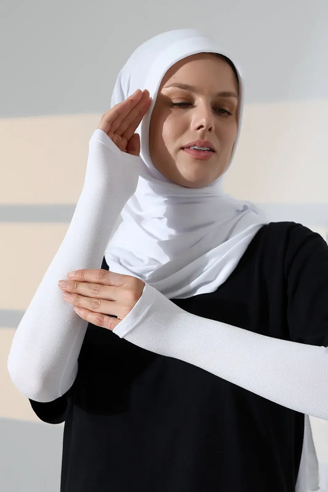 Women’s Long Modesty Arm Sleeves with Palm Coverage