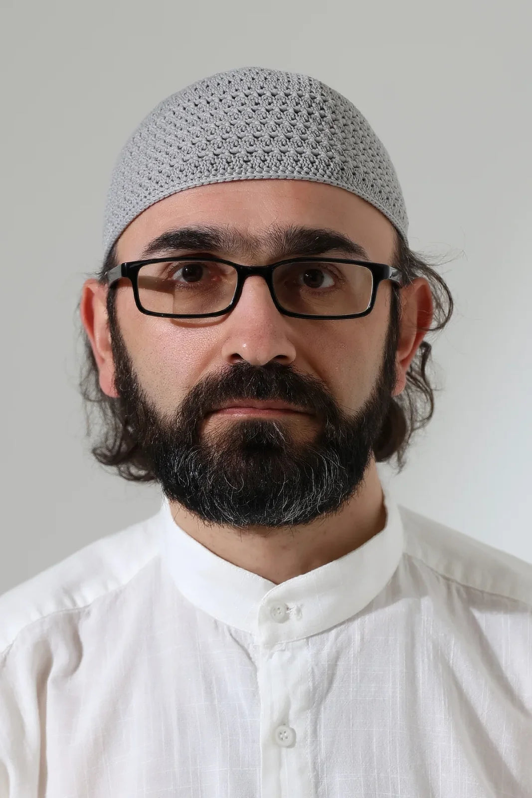 Amber Knitted Kufi Prayer Cap – Patterned Muslim Cap