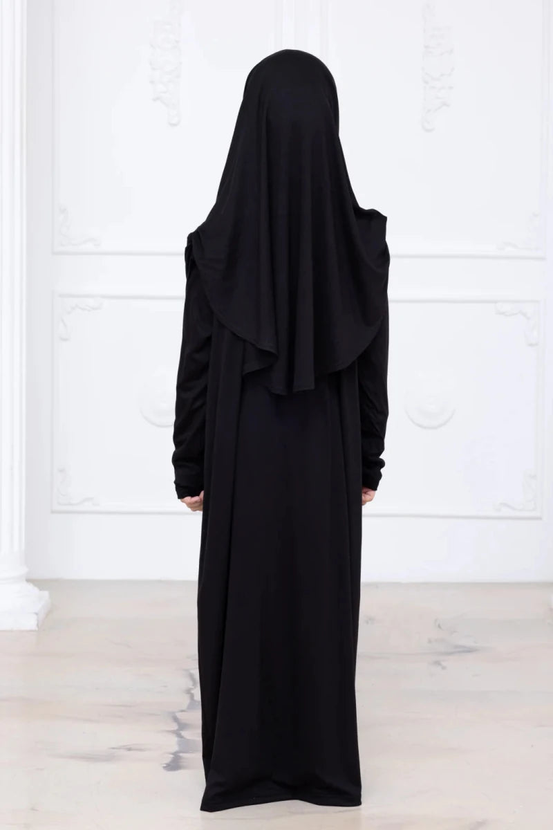 Kids One-Piece Prayer Dress with Attached Hijab – Easy Slip-On Salah Outfit - ihvan