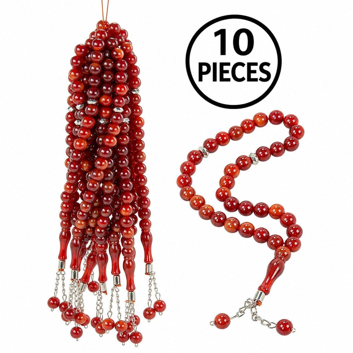 10-Pack 33-Bead Plastic Tasbih Set – 8 mm Hajj, Umrah & Mawlid Gifts