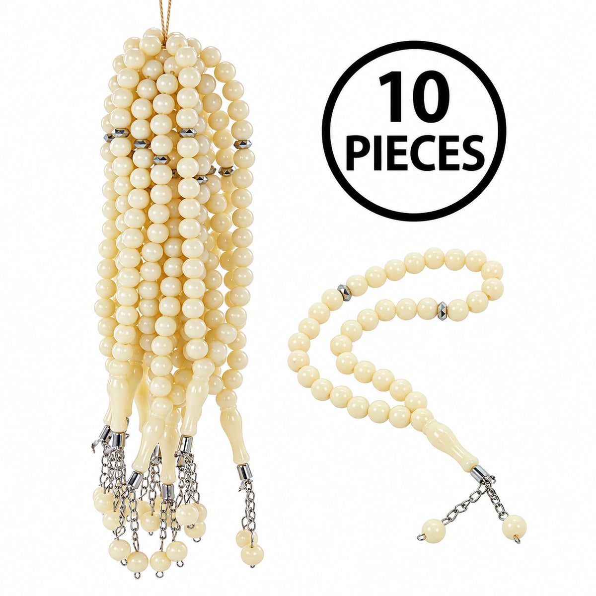 10-Pack 33-Bead Plastic Tasbih Set – 8 mm Hajj, Umrah & Mawlid Gifts