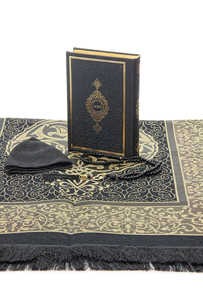 Luxury Dowry Quran Set – Termo Leather Quran, Prayer Rug, Tasbeeh, and Takkes in Gift Box - ihvan