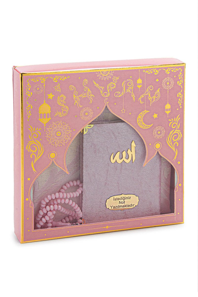 Luxury Mevlut Gift Set – Velvet Yasin Book with Name, Tafta Prayer Rug & Crystal Tasbeeh - ihvan