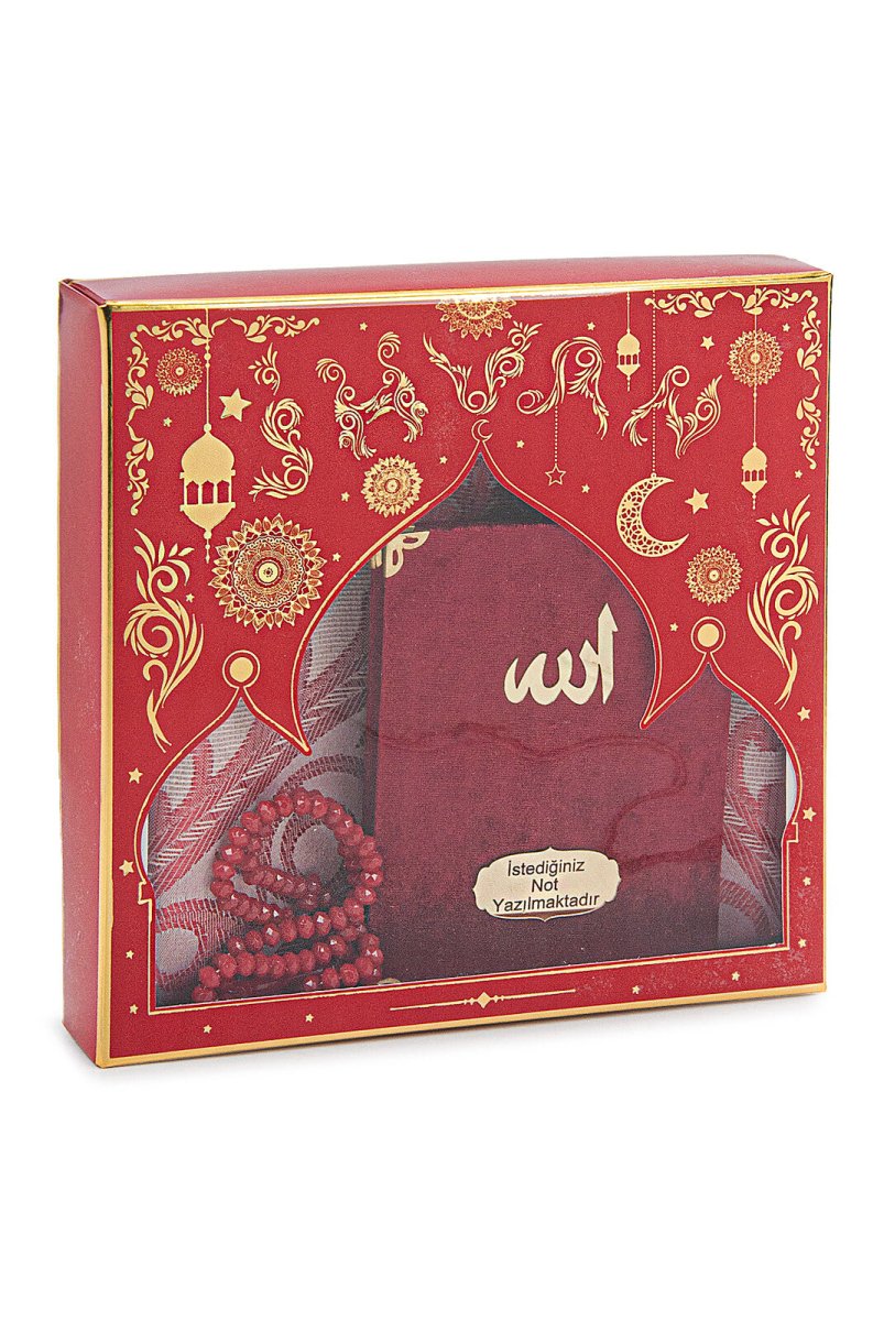 Luxury Mevlut Gift Set – Velvet Yasin Book with Name, Tafta Prayer Rug & Crystal Tasbeeh - ihvan