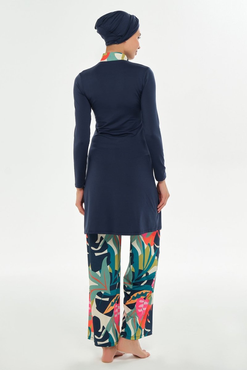 Maresiva Hana Long Sleeved Full-Covered Burkini 2114-25 Dark Navy Blue - ihvan