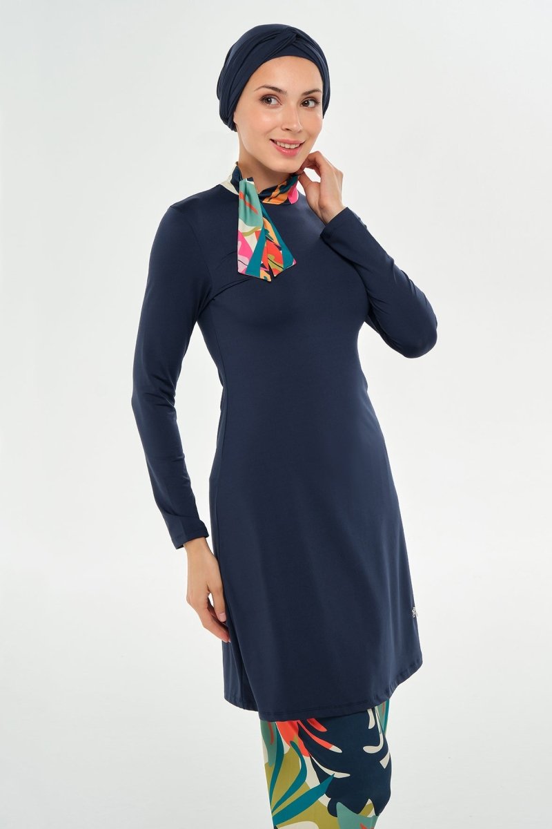 Maresiva Hana Long - Sleeved Fully Covered Hijab Swimsuit 2114 - 25 Dark Navy - ihvan