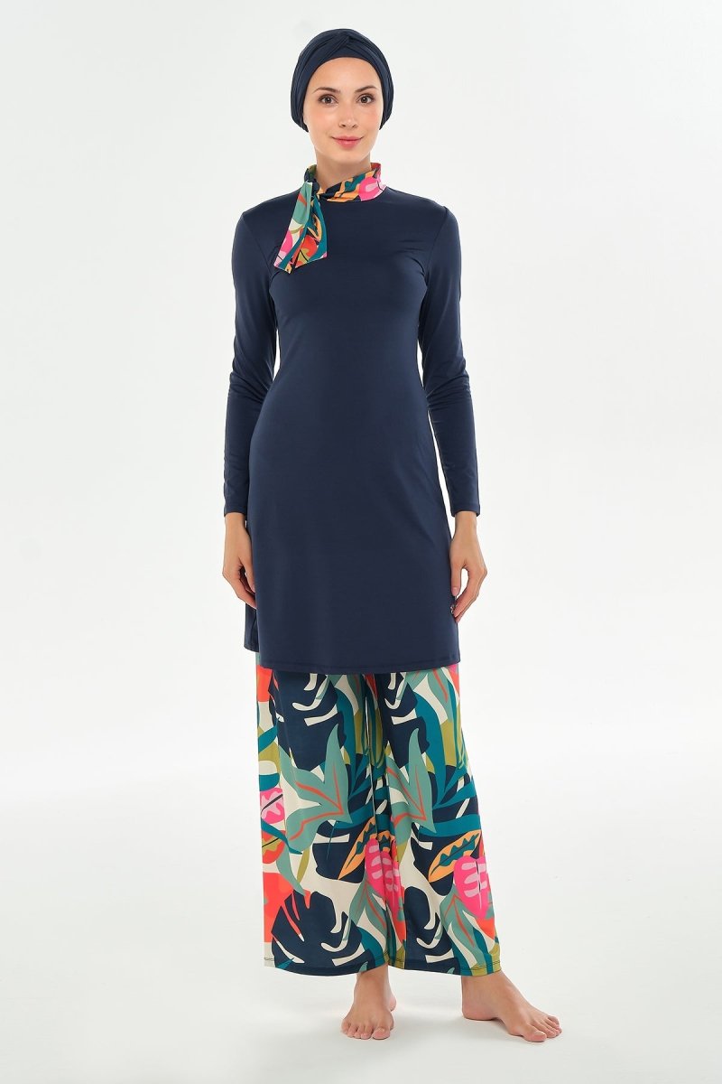 Maresiva Hana Long - Sleeved Fully Covered Hijab Swimsuit 2114 - 25 Dark Navy - ihvan