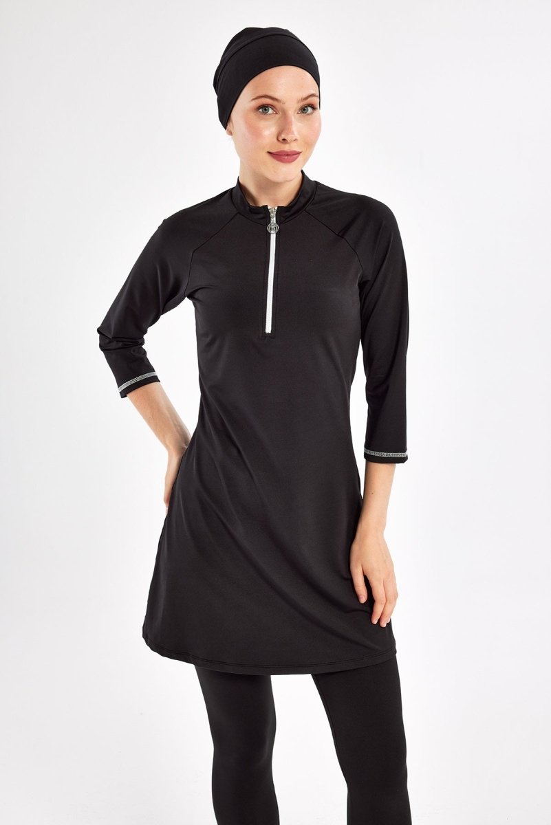 Maresiva Julya Short - Sleeved Swimsuit for Pool Use, Model 2600 - 25, Black - ihvan