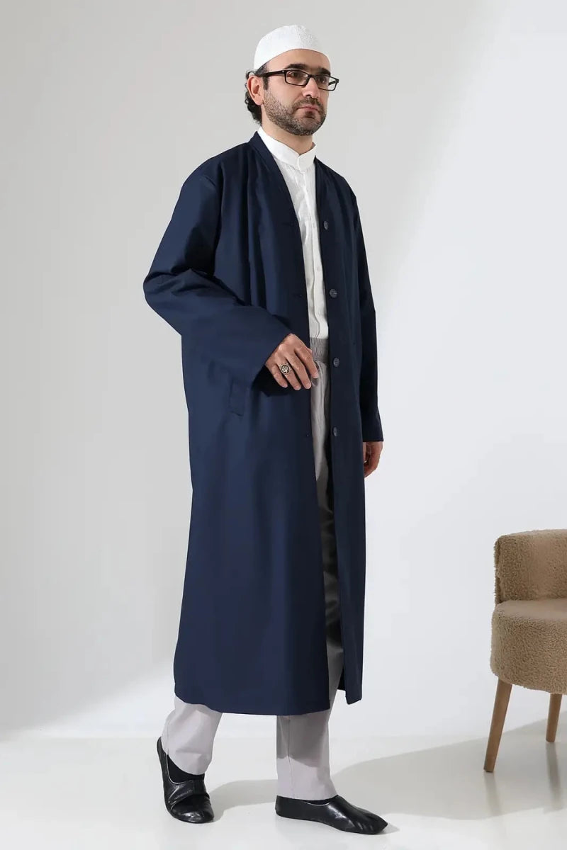 Men’s Bukhara Collar Jubbah – Half-Lined Buttoned Islamic Robe - ihvan
