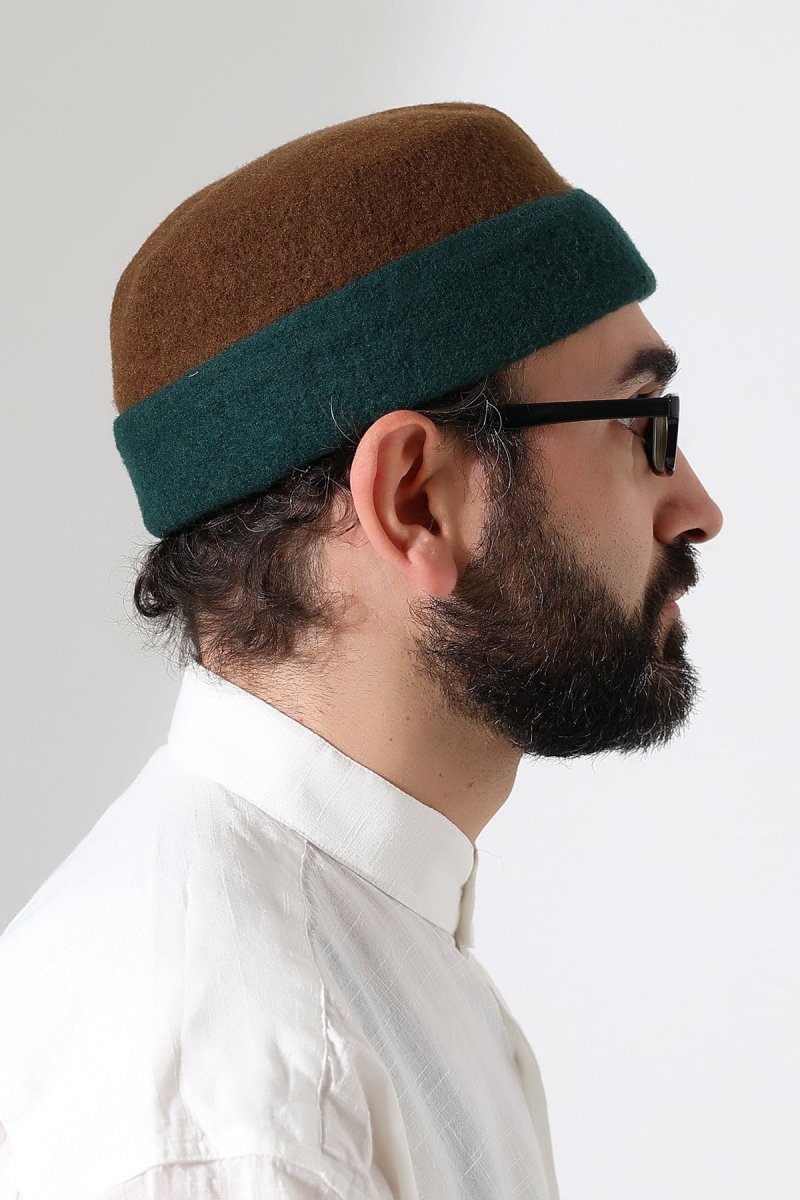Men’s Muslim Kufi Hat – Two - Tone Felt Wool Dervish Cap - ihvan