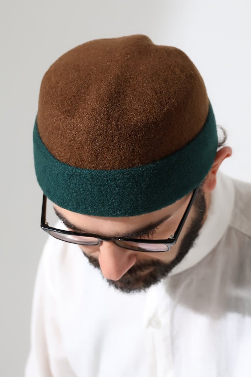 Men’s Muslim Kufi Hat – Two - Tone Felt Wool Dervish Cap - ihvan