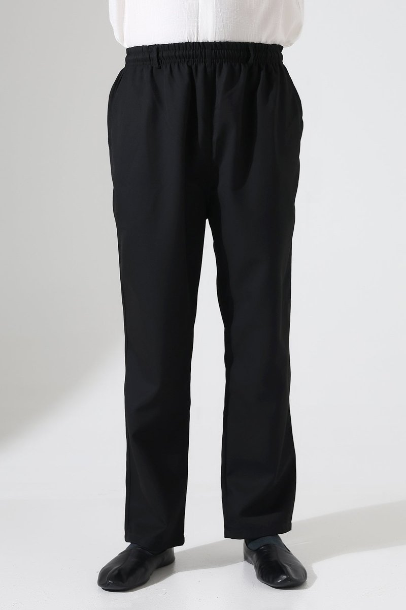 Men's Winter Comfortable Fit Elastic Waist Pocketed Modern Fabric Harem Pants - Black (IHVN) - ihvan