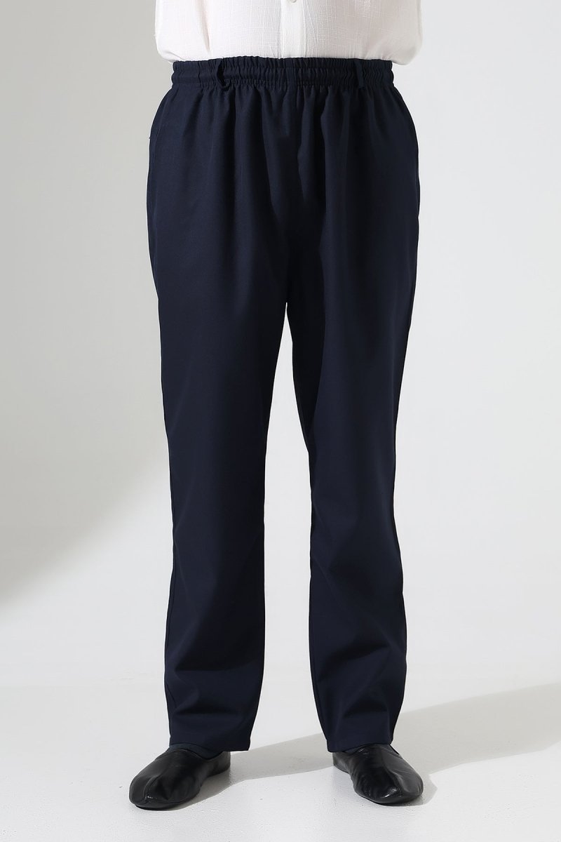 Men's Winter Comfortable Fit Elastic Waist Pocketed Modern Fabric Harem Pants - Navy Blue (IHVN) - ihvan