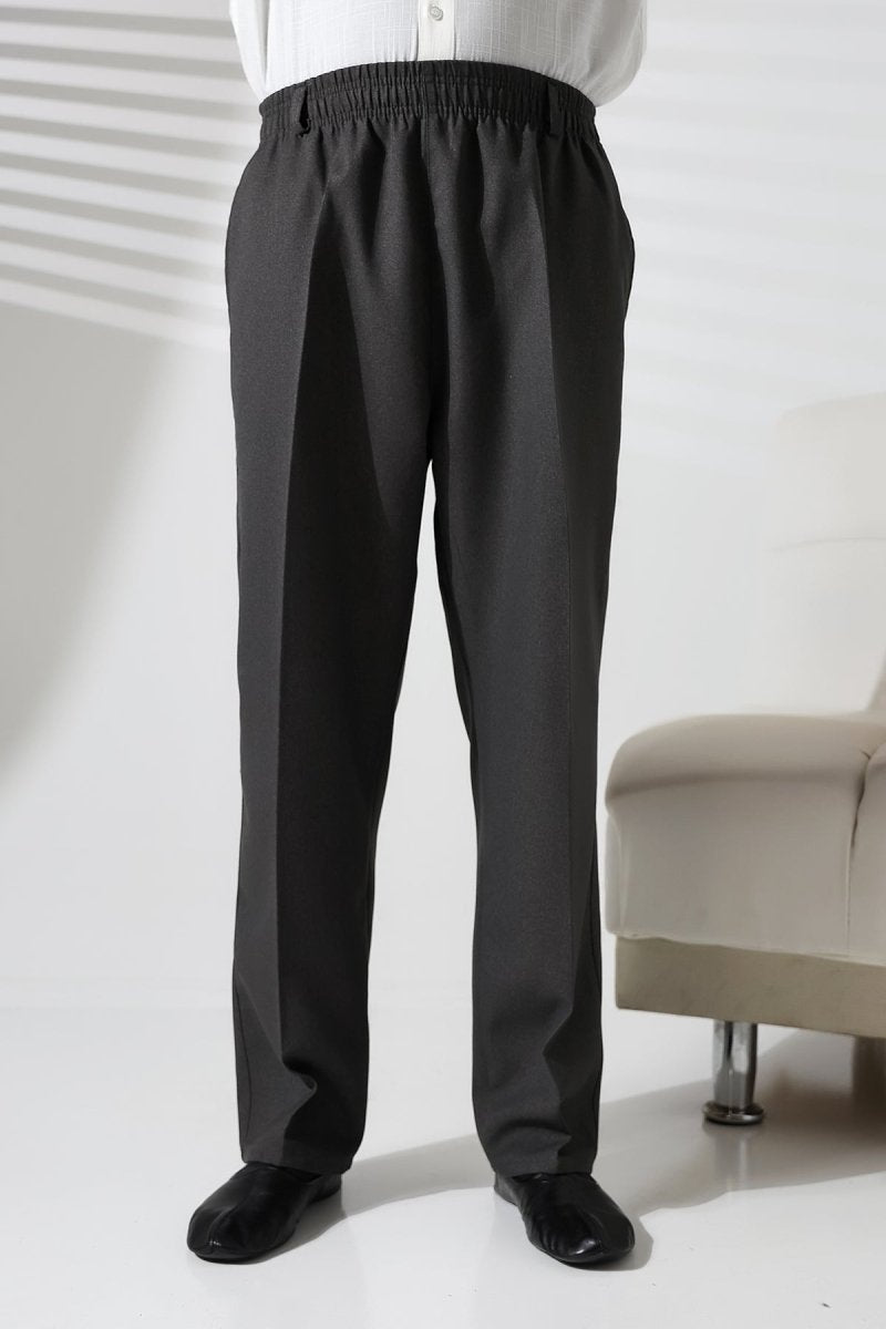 Men's Winter Wool-Influence Fabric Harem Pants with Elastic Waist and Pockets - Dark Gray (ISR) - ihvan