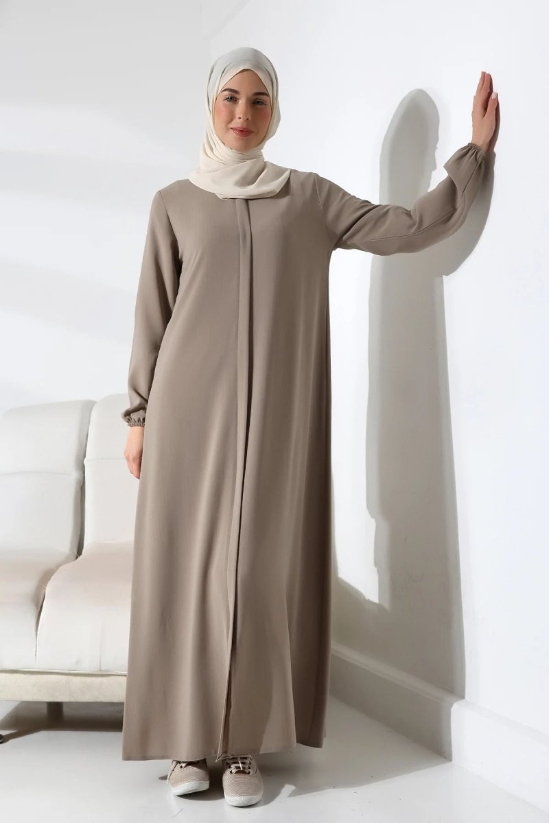 Mink Plain Concealed Zipper A-Line Hajj & Umrah Modest Abaya Abaya - ihvan