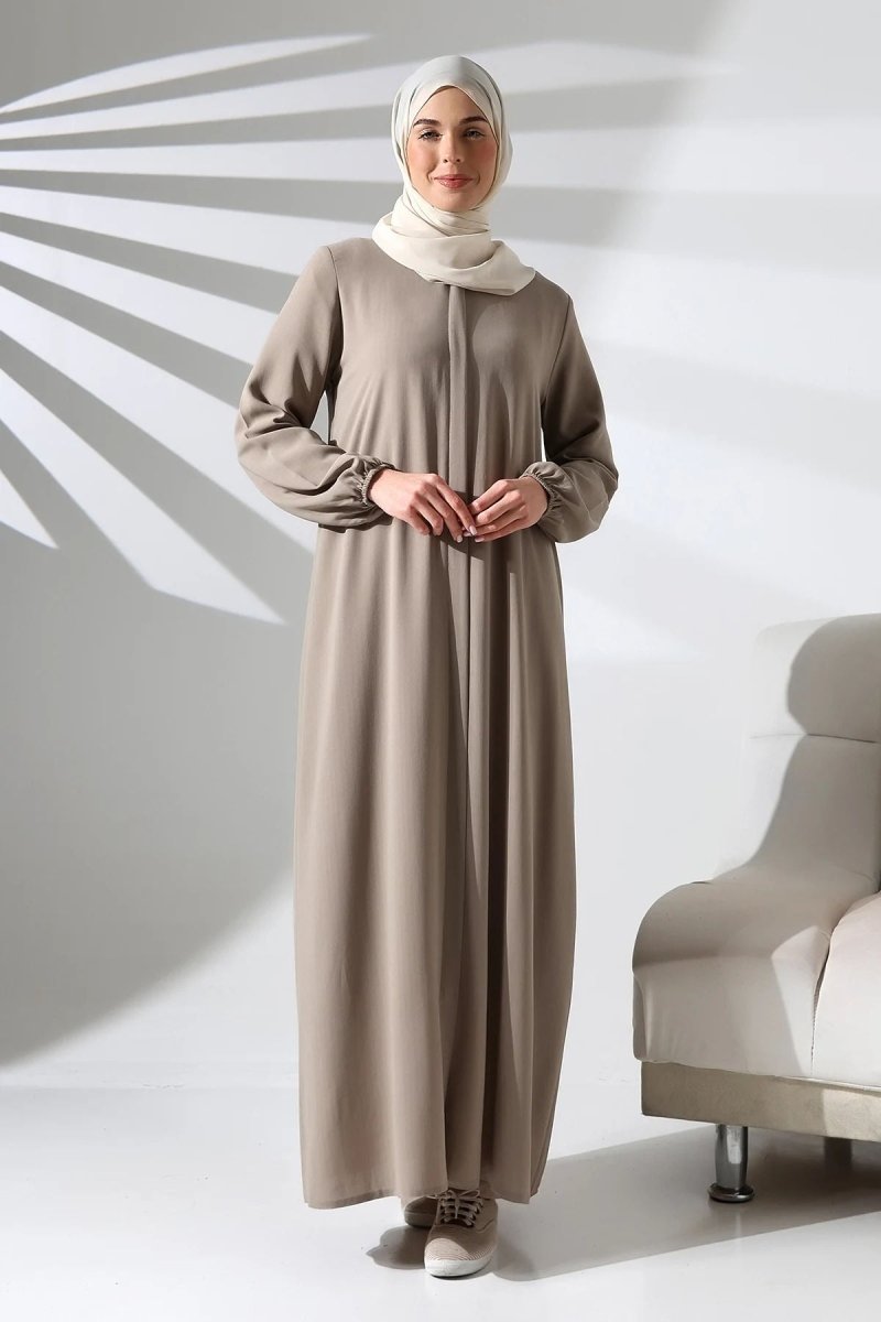 Mink Plain Hidden Zipper Chandelier Hajj Umrah Hijab Abaya - ihvan