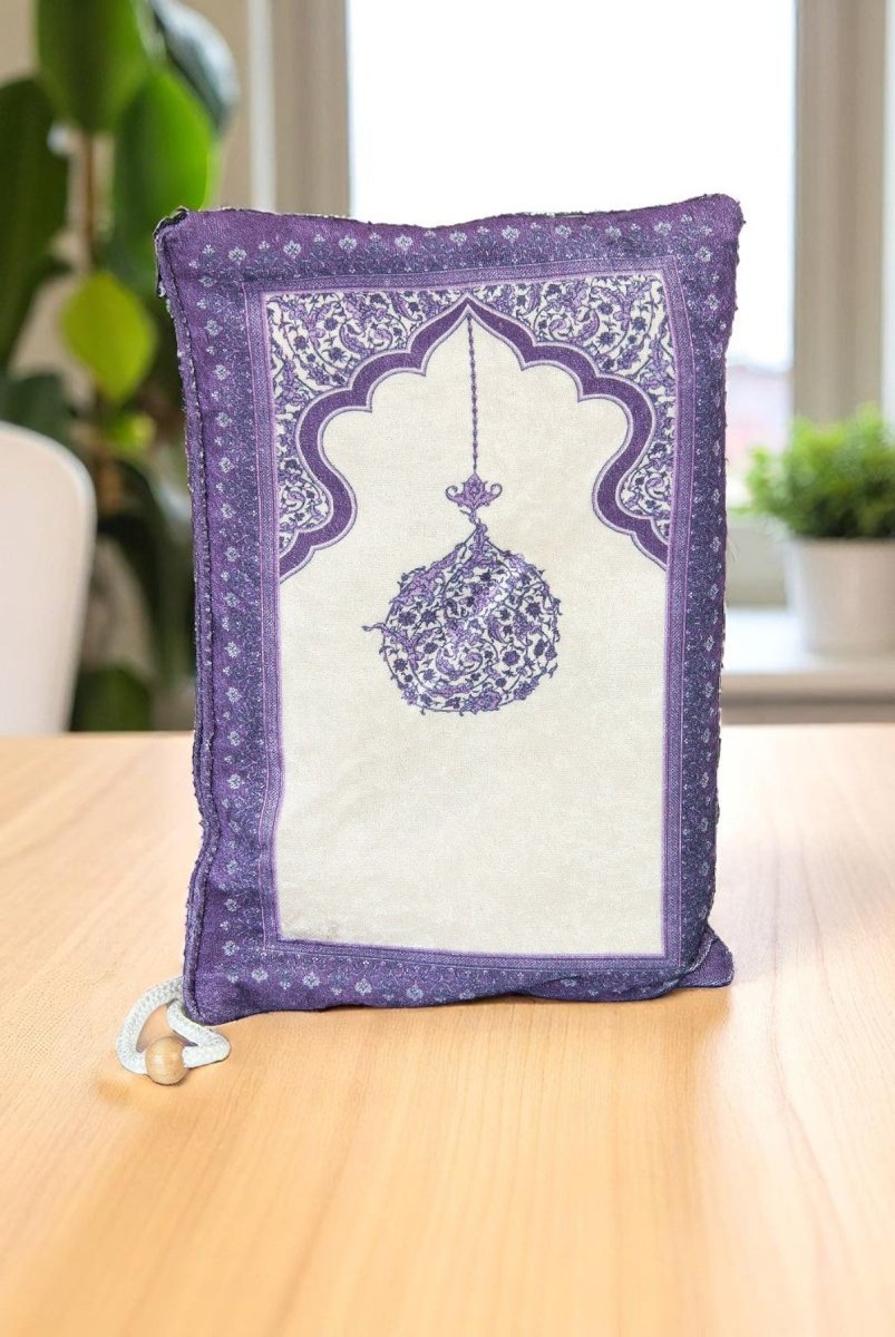 Muslim Prayer Rug with Portable Fabric Bag – Soft Travel Sajadah, Islamic Gift for Eid & Ramadan - ihvan