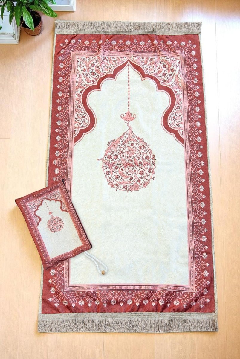 Muslim Prayer Rug with Portable Fabric Bag – Soft Travel Sajadah, Islamic Gift for Eid & Ramadan - ihvan